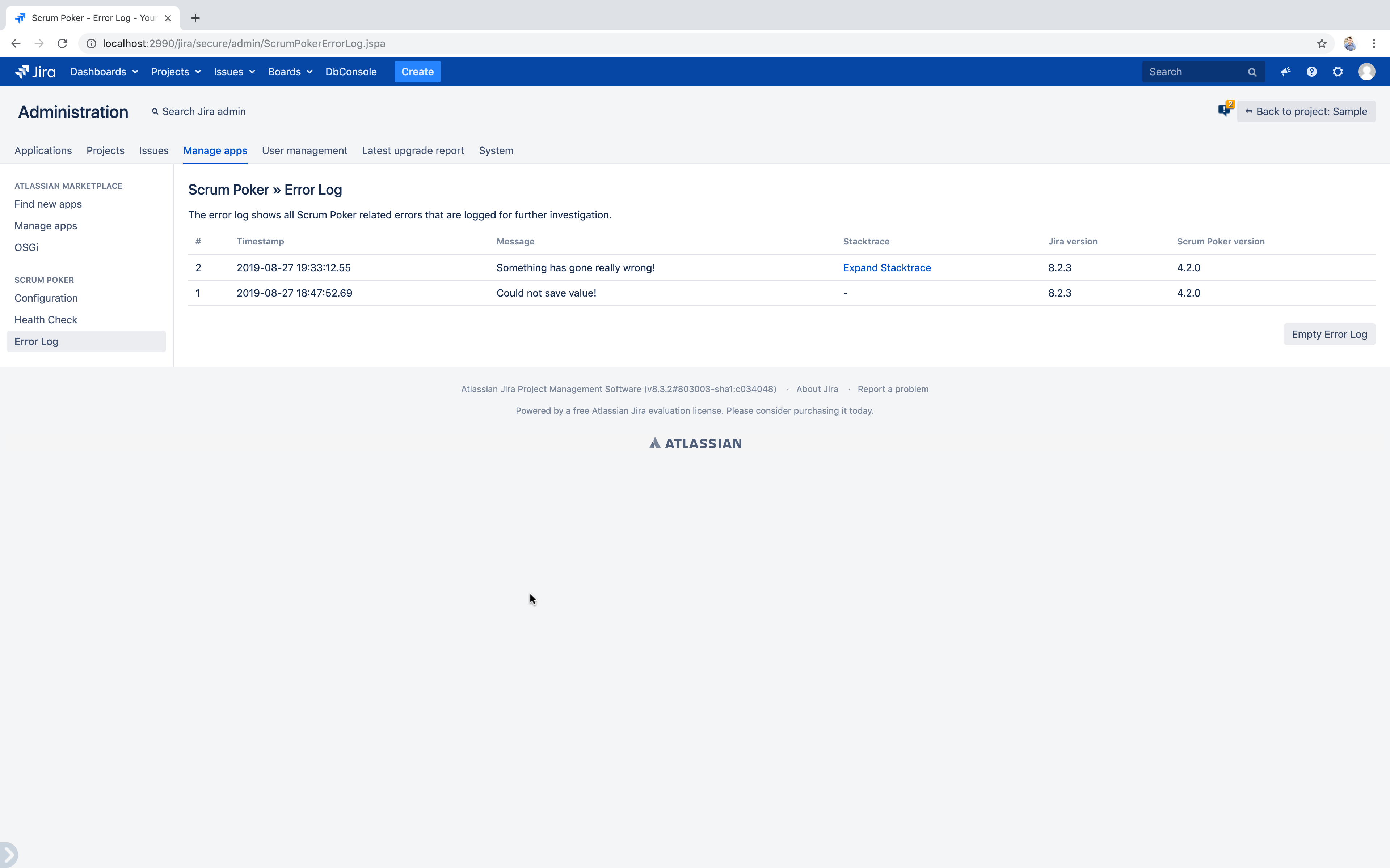 Locate and use the Error Log